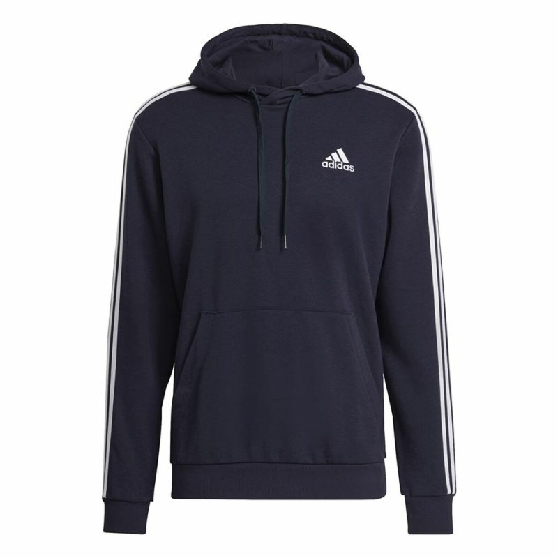 Felpa con Cappuccio Uomo Adidas Essentials 3 Stripes Blu Marino Felpa con Cappuccio Uomo Adidas Essentials 3 Stripes Blu Marino