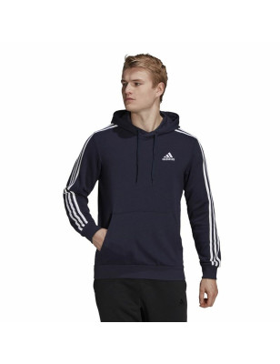 Felpa con Cappuccio Uomo Adidas Essentials 3 Stripes Blu Marino