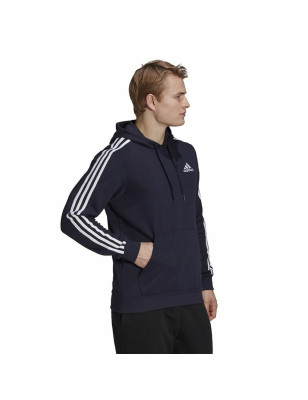 Felpa con Cappuccio Uomo Adidas Essentials 3 Stripes Blu Marino
