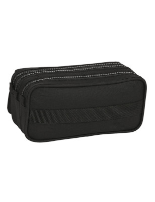 Trousse Fourre-Tout Triple Kappa Black and pink Noir (21,5 x 10 x 8 cm)