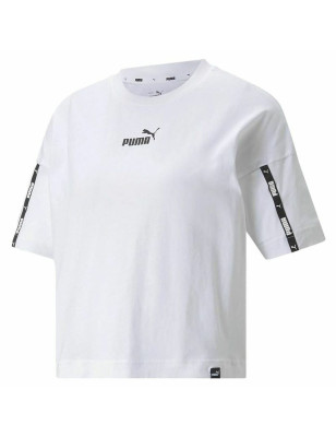 Maglia a Maniche Corte Donna Puma Power Tape Cropped Bianco