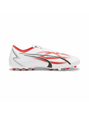 Chaussures de Football pour Adultes Puma Ultra Play MG Blanc Rouge