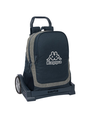 School Rucksack with Wheels Kappa Dark navy Grey Navy Blue 32 x 44 x 16 cm