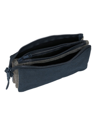 Triple Carry-all Kappa Dark navy Grey Navy Blue 22 x 12 x 3 cm