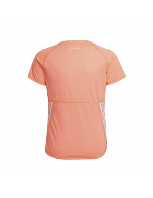 Child's Short Sleeve T-Shirt Adidas Aeroready Three Stripes Salmon