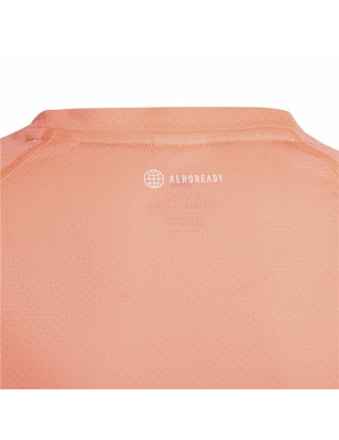 Child's Short Sleeve T-Shirt Adidas Aeroready Three Stripes Salmon