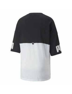 Women’s Short Sleeve T-Shirt Puma Power Colorblock White Black