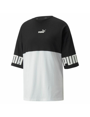 Maglia a Maniche Corte Donna Puma Power Colorblock Bianco Nero