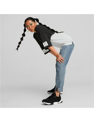 Women’s Short Sleeve T-Shirt Puma Power Colorblock White Black