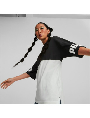 Women’s Short Sleeve T-Shirt Puma Power Colorblock White Black
